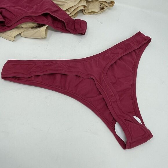 EVERYDAY Stitch Fix Thongs Womens 3X Made in Italy NEW Cotton Beige Red Lot of 8 - Picture 11 of 14